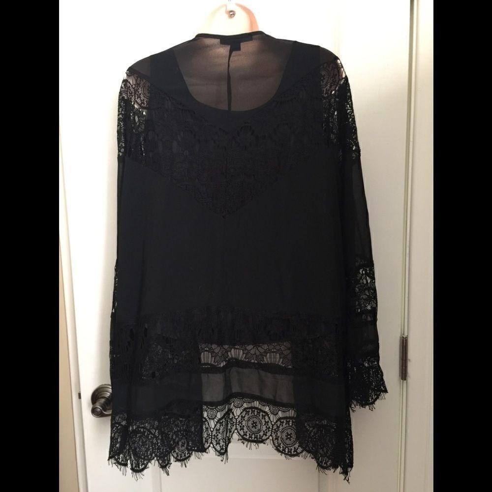 Black Lacy Cover Up/Kimono by Double Zero Small